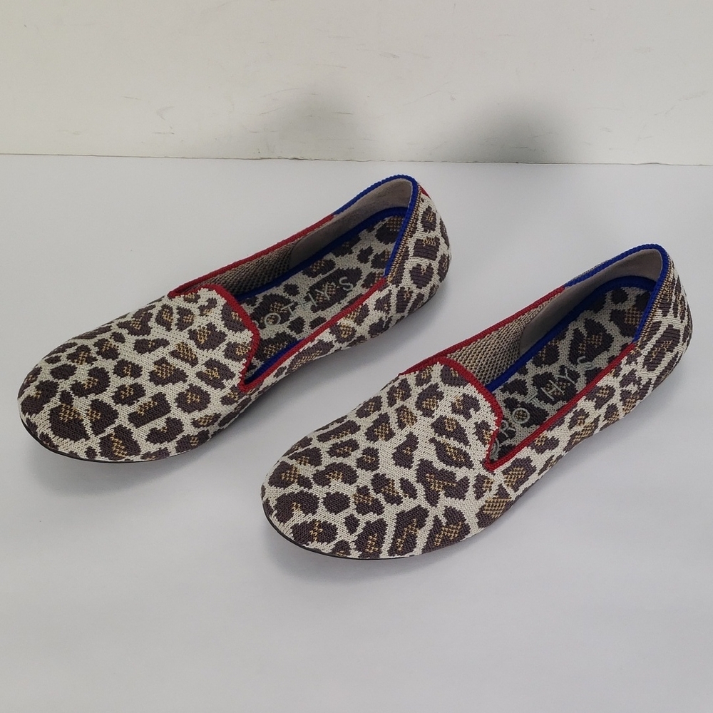 ROTHY'S THE LOAFER MOCHA SPOT LEOPARD PRINT KNIT FLATS SHOES WOMEN'S 7